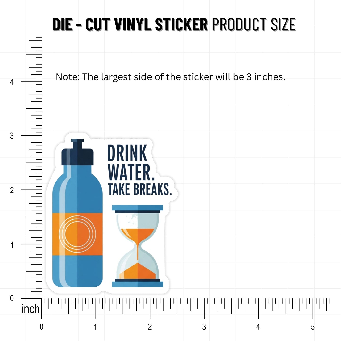 Drink Water Take Breaks Self-Care Sticker - Mid-Century Modern