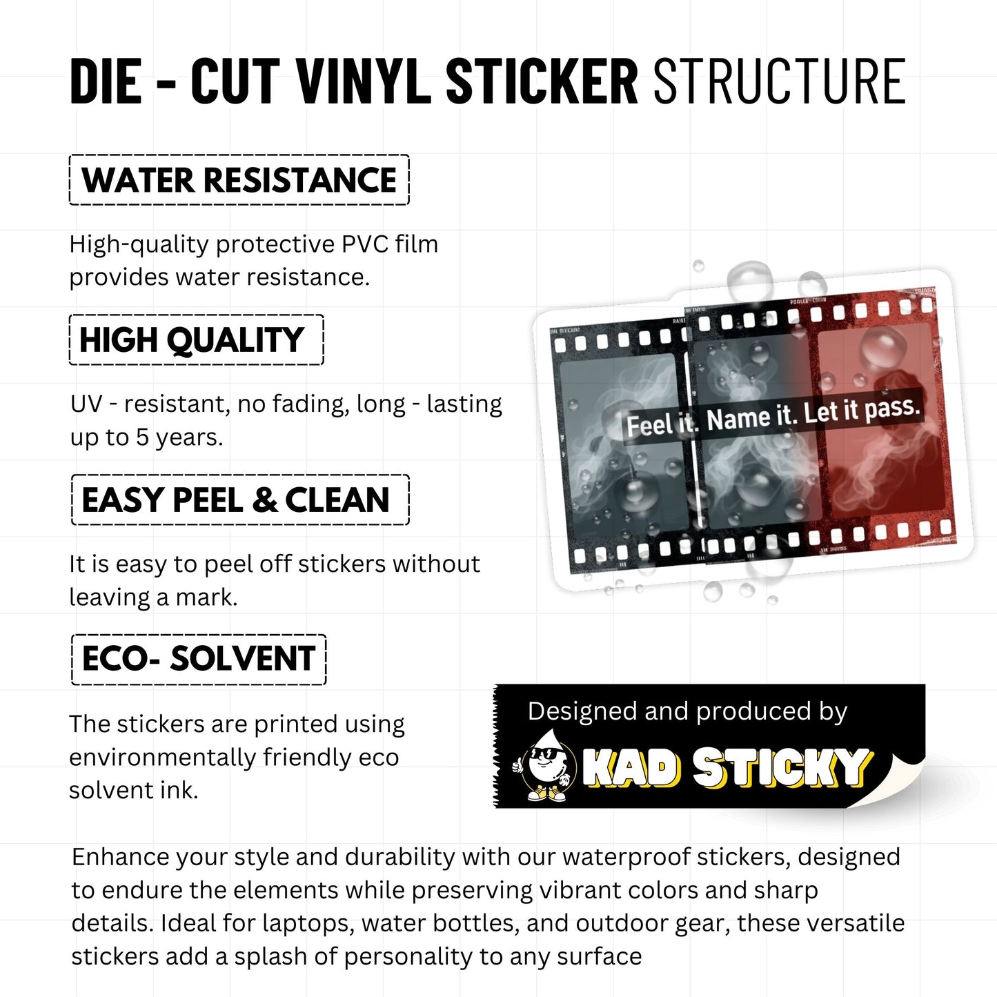 Feel it Name it Mental Health Sticker - Film Strip Vinyl Decal