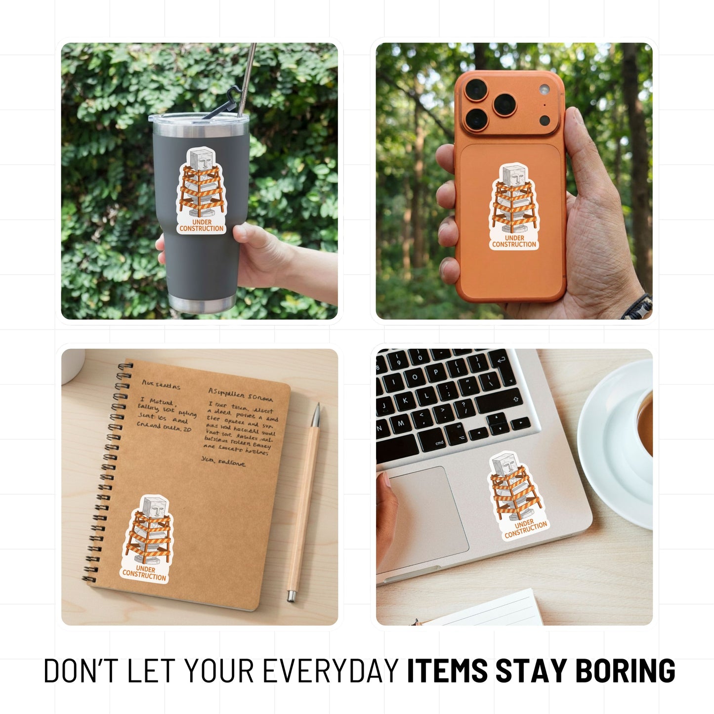 Work In Progress Mental Health Sticker - Under Construction Vinyl