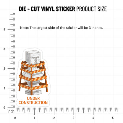 Work In Progress Mental Health Sticker - Under Construction Vinyl