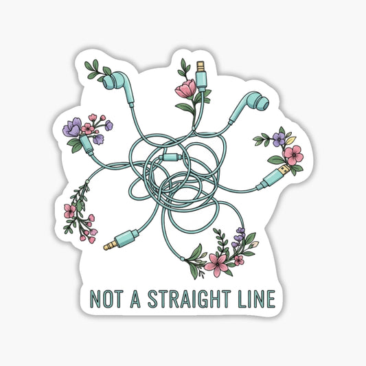 Healing Isnt Linear Sticker - Tangled Floral Wire Waterproof Decal
