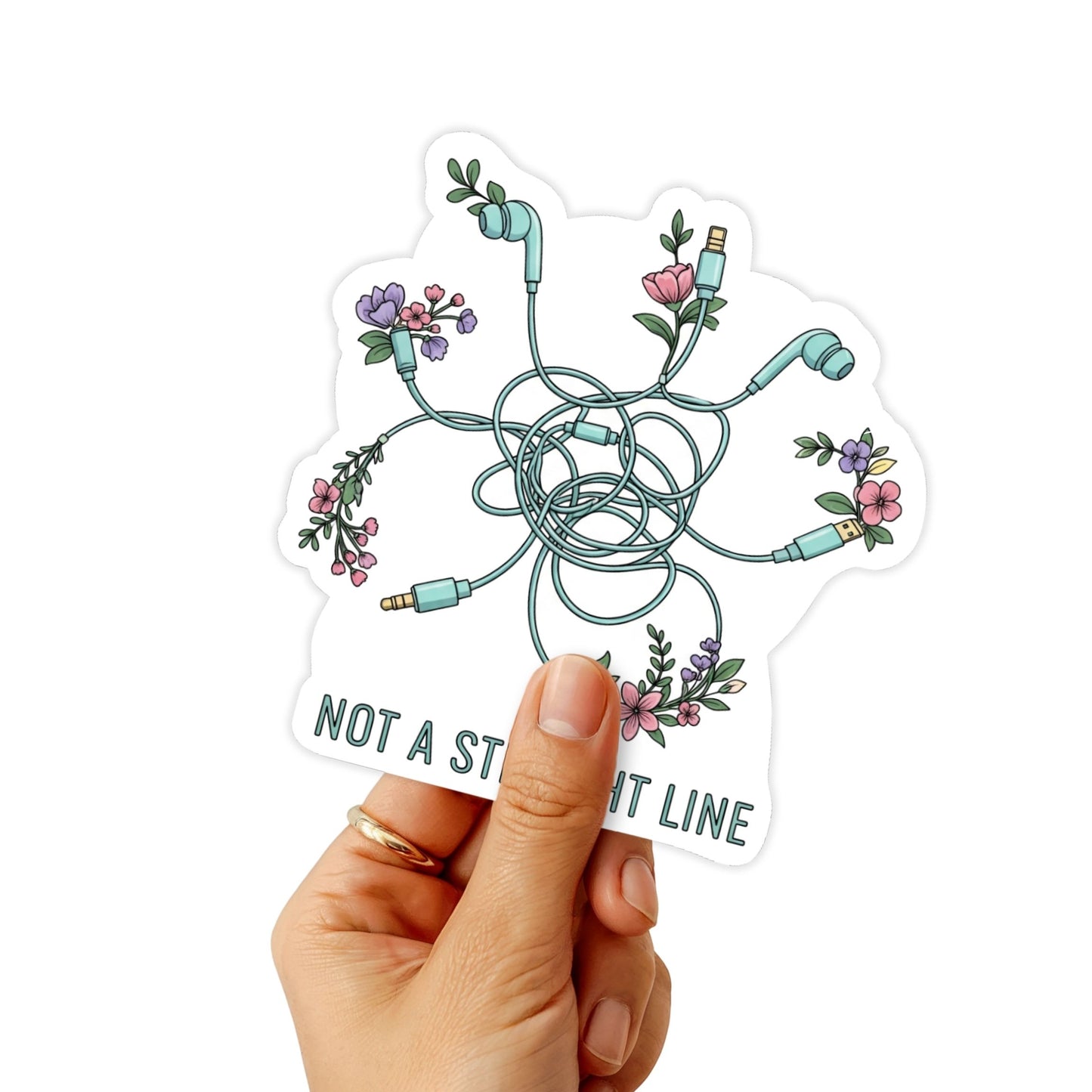 Healing Isnt Linear Sticker - Tangled Floral Wire Waterproof Decal