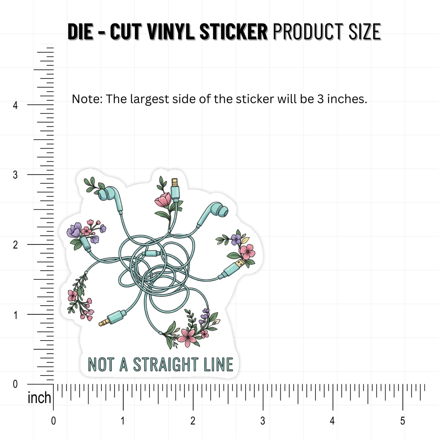 Healing Isnt Linear Sticker - Tangled Floral Wire Waterproof Decal