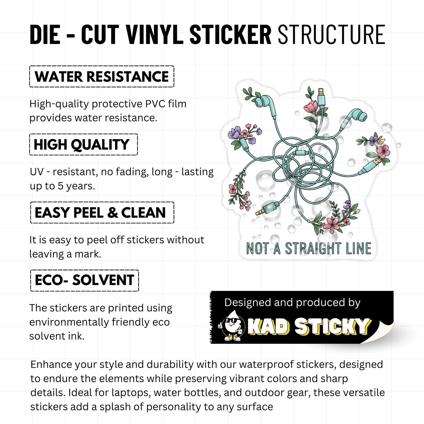 Healing Isnt Linear Sticker - Tangled Floral Wire Waterproof Decal