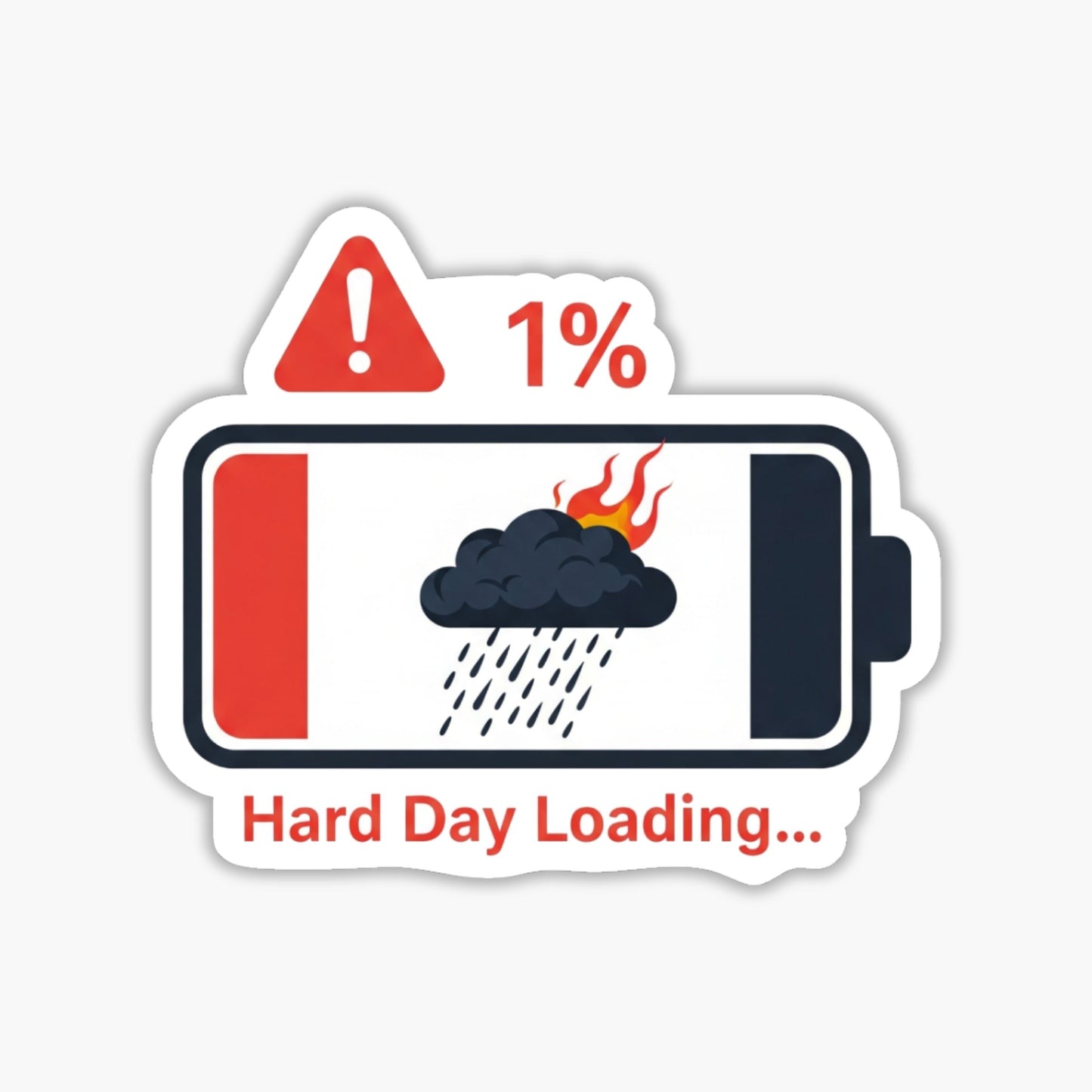 Hard Day Loading Mental Health Sticker Moody Tech Aesthetic