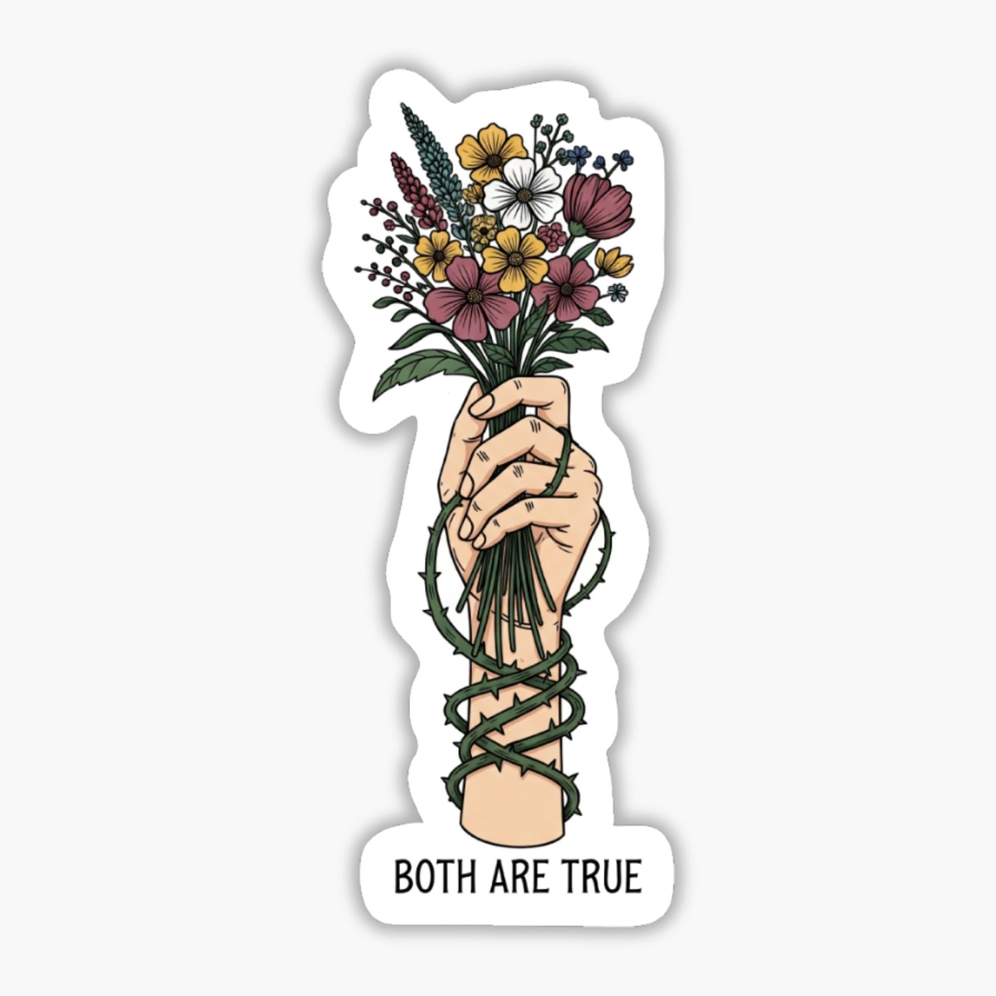 Mental Health Sticker Grateful and Struggling Both are True Floral
