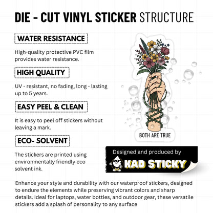 Mental Health Sticker Grateful and Struggling Both are True Floral