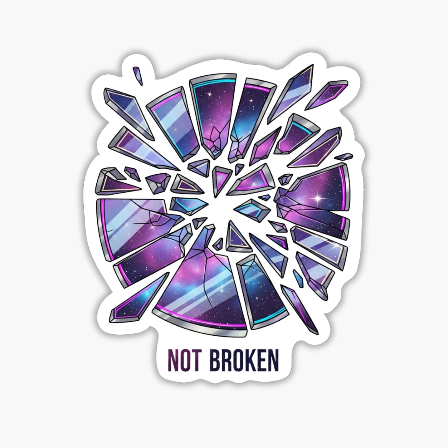 Self-Love Sticker - "Not Broken" Vaporwave Mirror Graphic