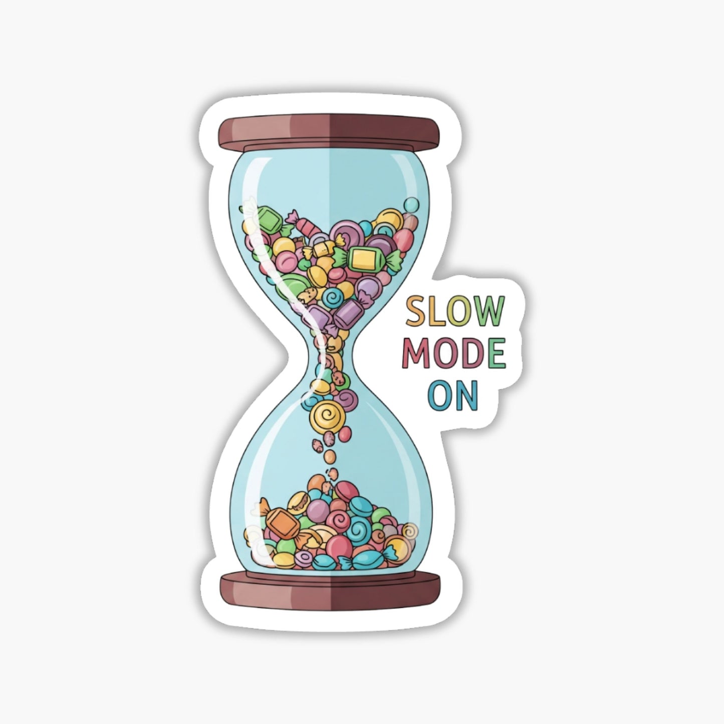 "Slow Mode On" Hourglass Mental Health Sticker - Pastel Vinyl Decal