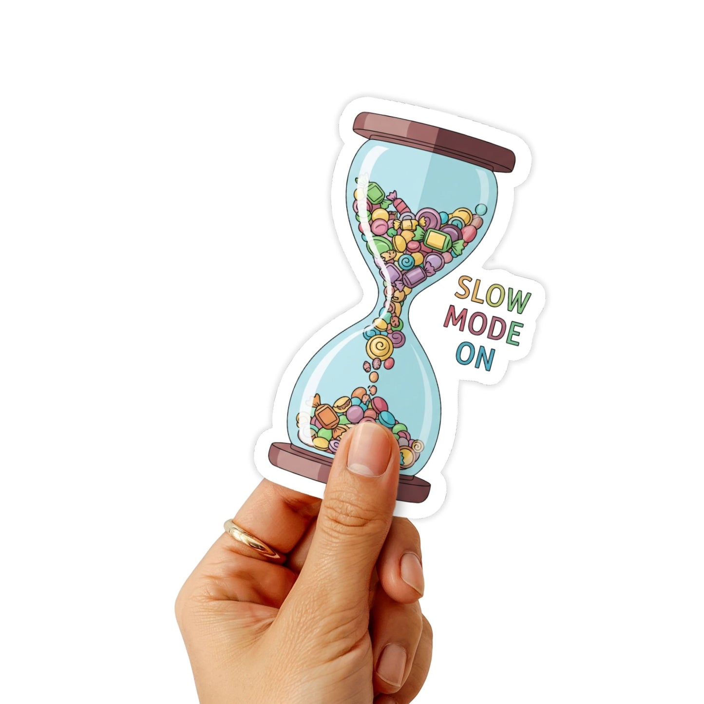 "Slow Mode On" Hourglass Mental Health Sticker - Pastel Vinyl Decal