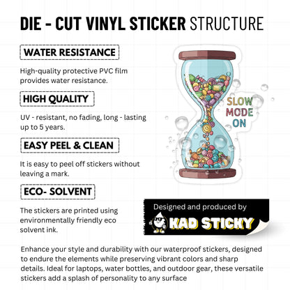 "Slow Mode On" Hourglass Mental Health Sticker - Pastel Vinyl Decal