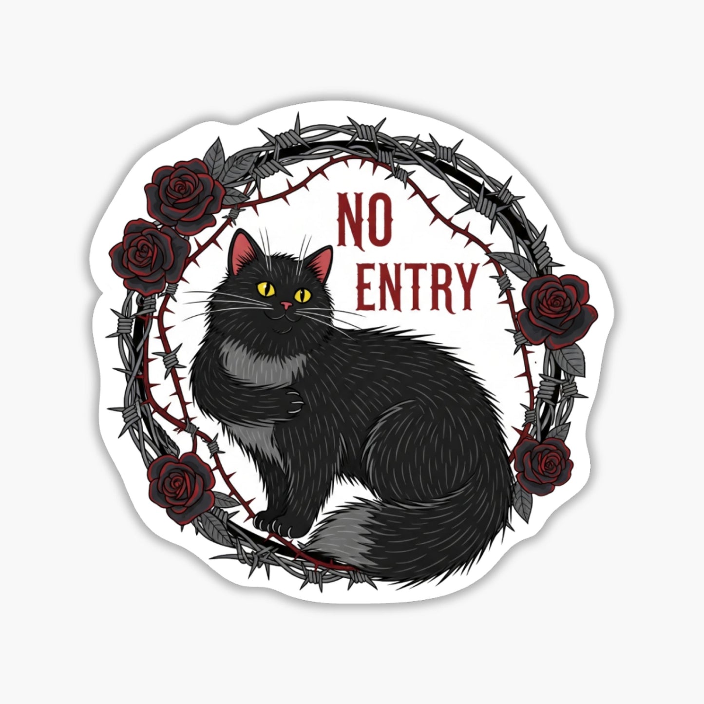 Boundaries Are Love Cat Sticker - Gothic Cute Mental Health Decal