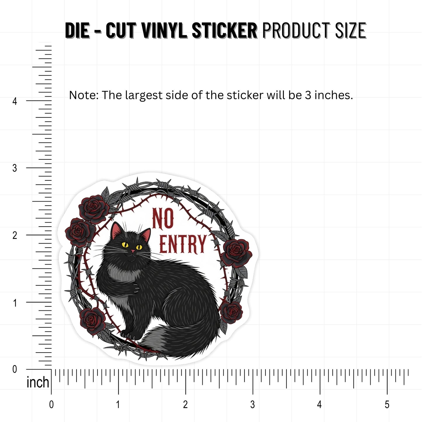 Boundaries Are Love Cat Sticker - Gothic Cute Mental Health Decal