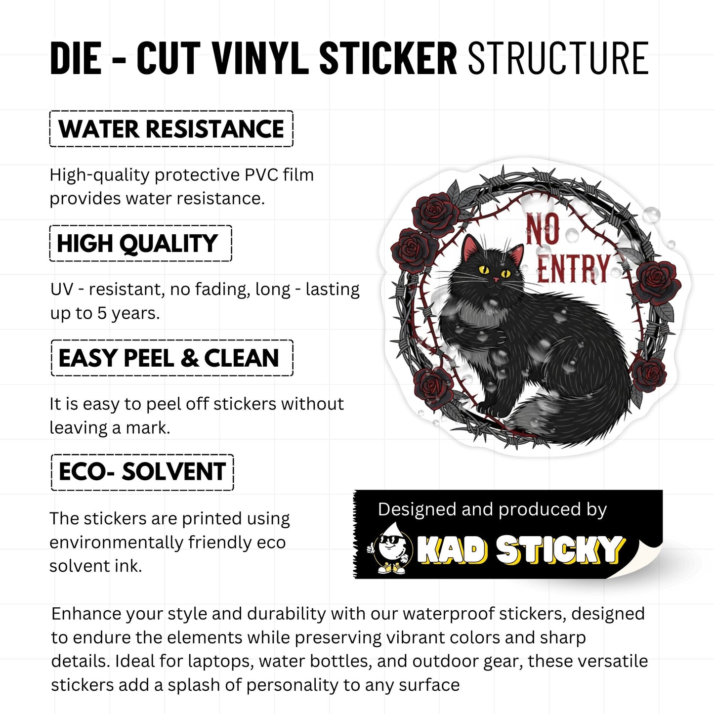 Boundaries Are Love Cat Sticker - Gothic Cute Mental Health Decal