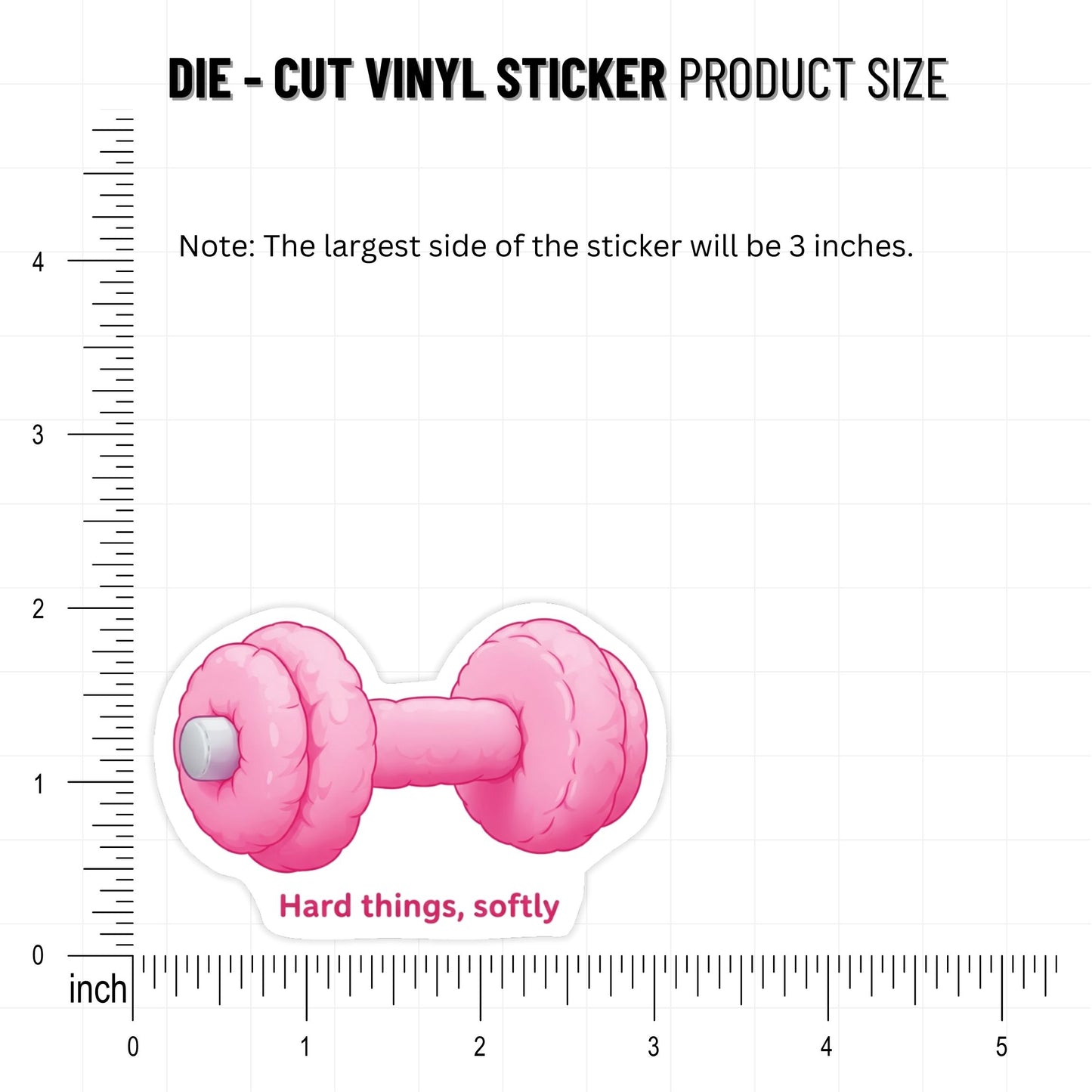 Hard Things Softly Mental Health Sticker - Soft Strength Barbell