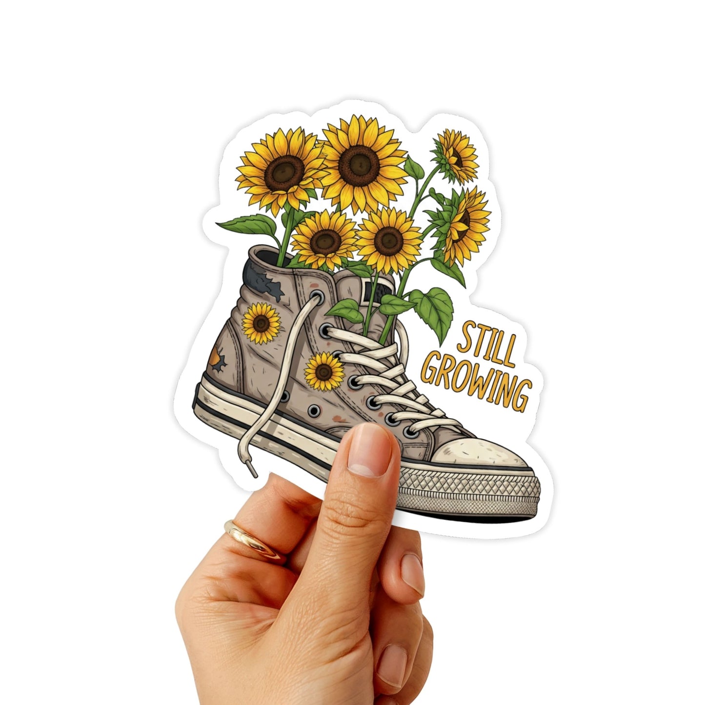 Still Growing Mental Health Sticker - Floral Sneaker Vinyl Decal