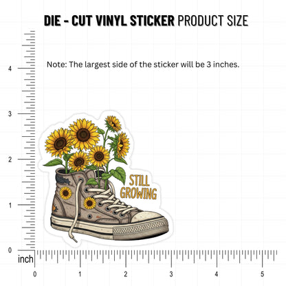 Still Growing Mental Health Sticker - Floral Sneaker Vinyl Decal