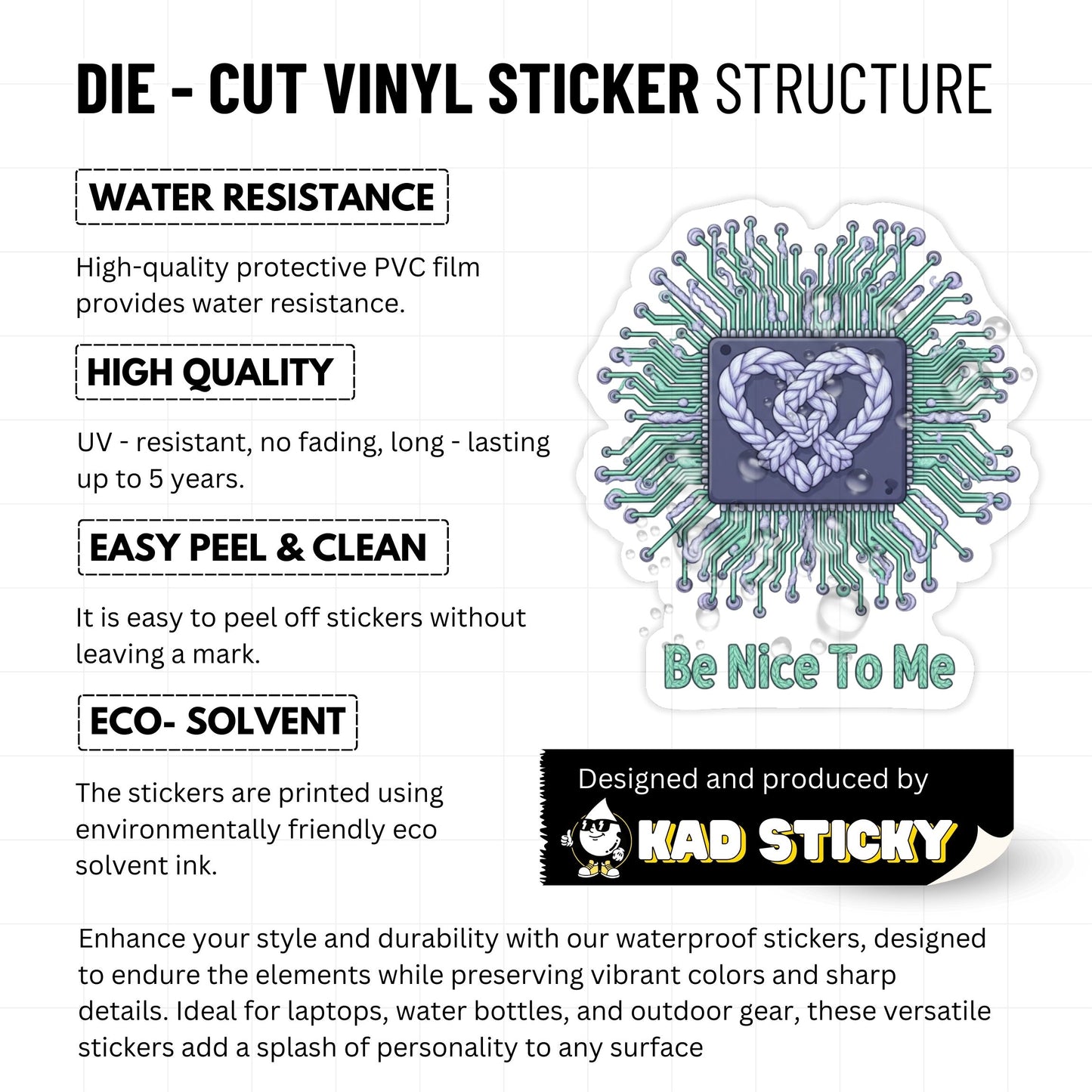 Mental Health Sticker - Be Nice To Me Tech Pastel Design