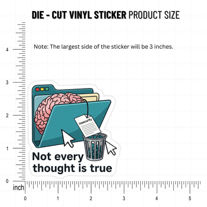 Mental Health Sticker - Not Every Thought Is True Retro Vinyl Decal