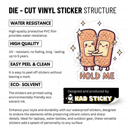 Self-Care Sticker - Hold Me Hugging Band-Aids Vinyl Decal