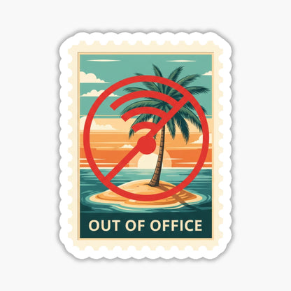 Out of Office Mental Health Sticker - Retro Island Boundary Decal