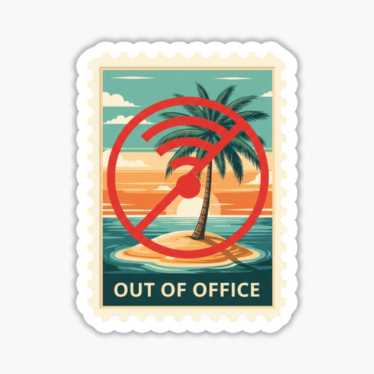 Out of Office Mental Health Sticker - Retro Island Boundary Decal