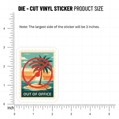 Out of Office Mental Health Sticker - Retro Island Boundary Decal