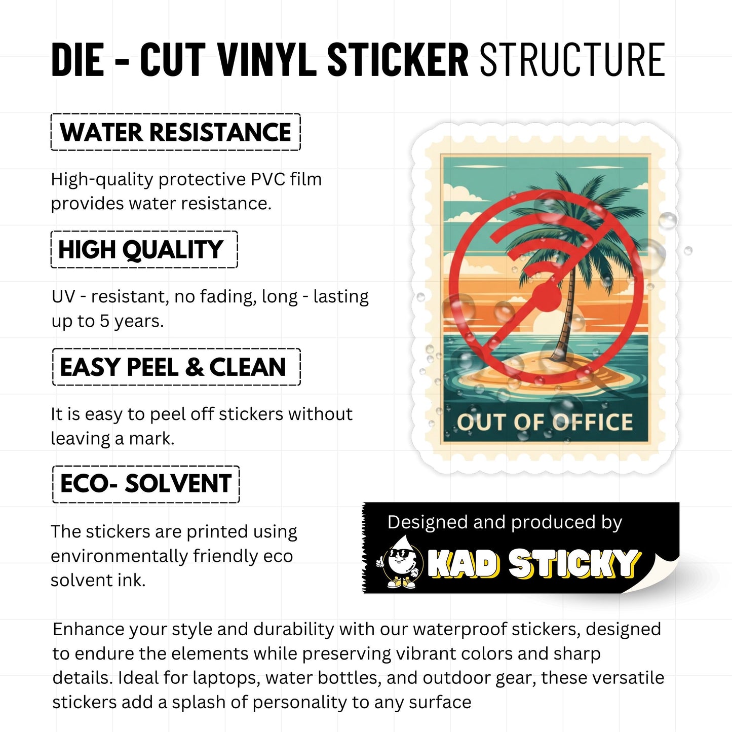 Out of Office Mental Health Sticker - Retro Island Boundary Decal