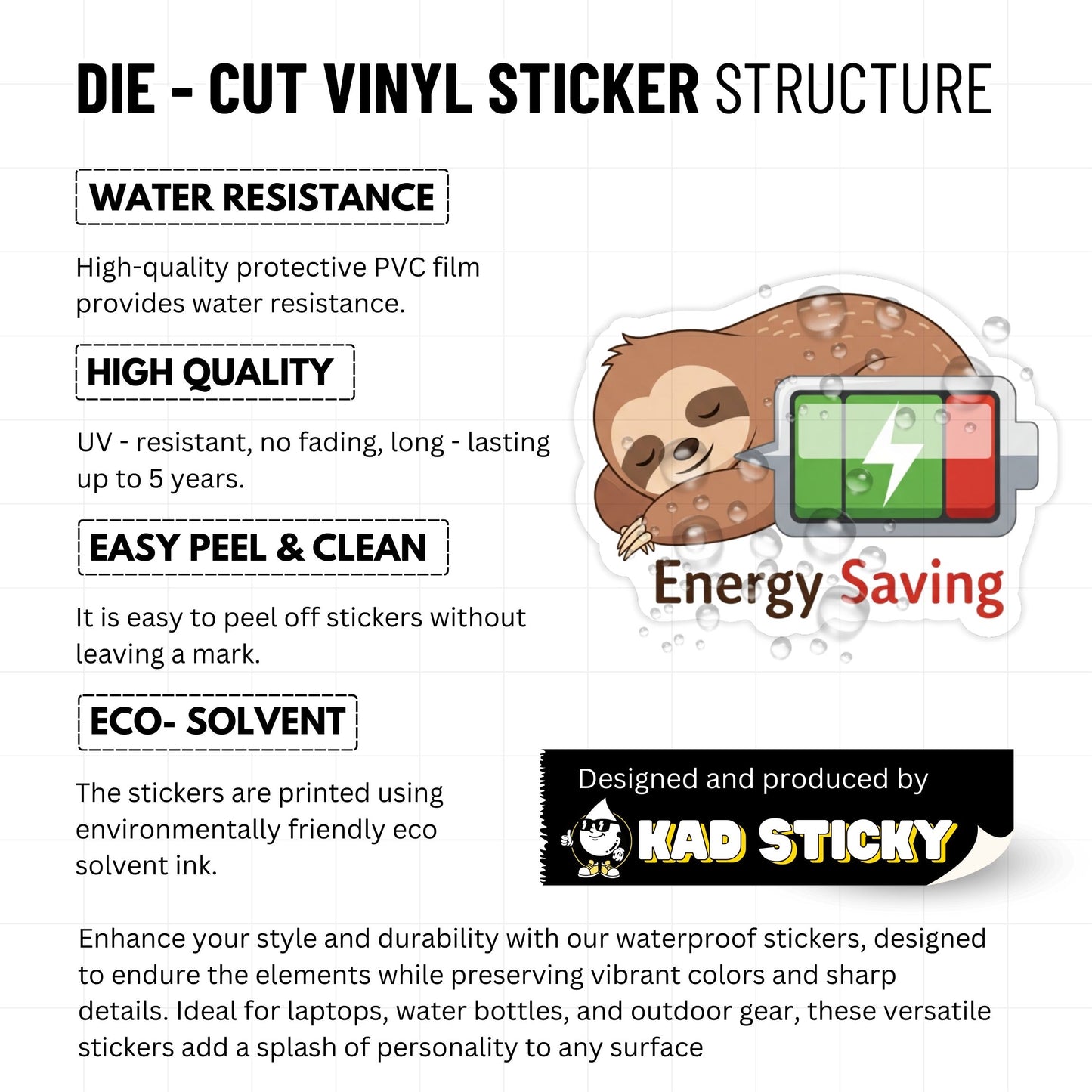 Not Lazy Sloth Mental Health Sticker - Energy Saving Vinyl Decal