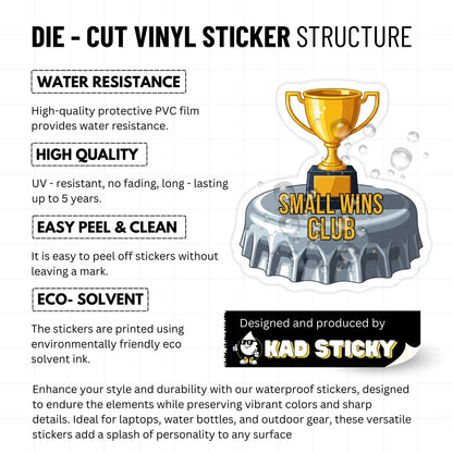 Small Wins Club Mental Health Sticker - Tiny Trophy Vinyl Decal