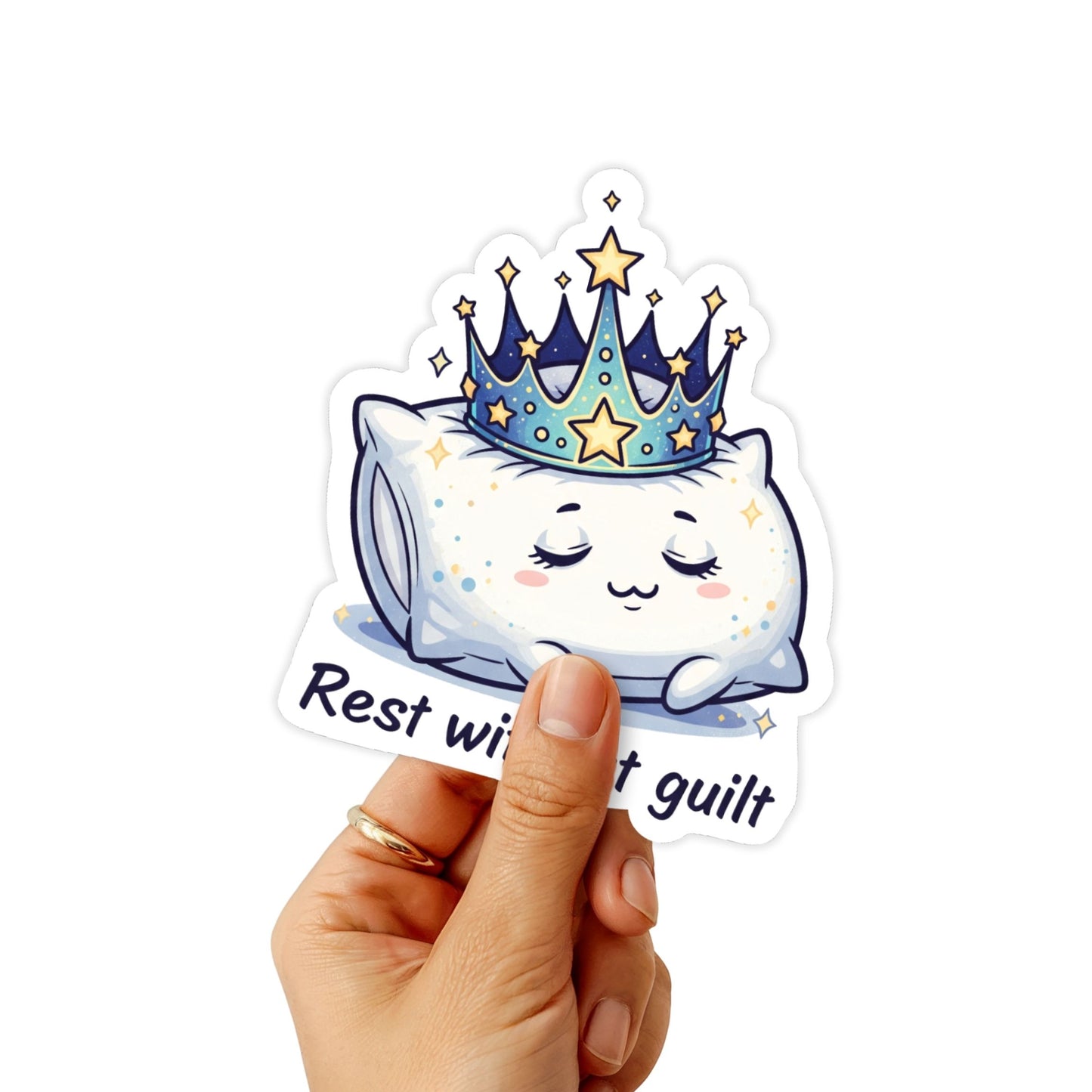 Rest Without Guilt Self-Care Sticker - Dreamy Crown Pillow Decal