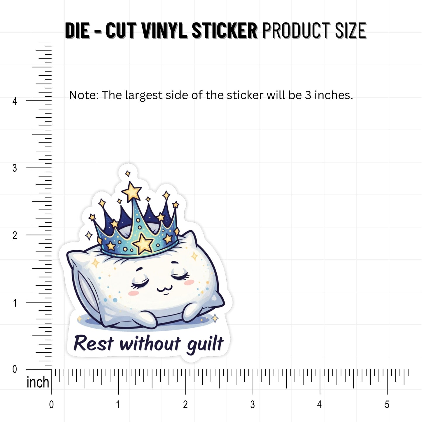 Rest Without Guilt Self-Care Sticker - Dreamy Crown Pillow Decal