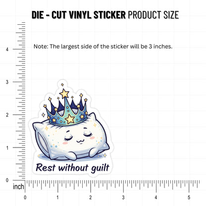 Rest Without Guilt Self-Care Sticker - Dreamy Crown Pillow Decal