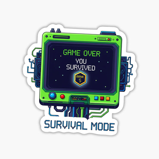 Mental Health Sticker - Survival Mode Rank S Retro Pixel Decal