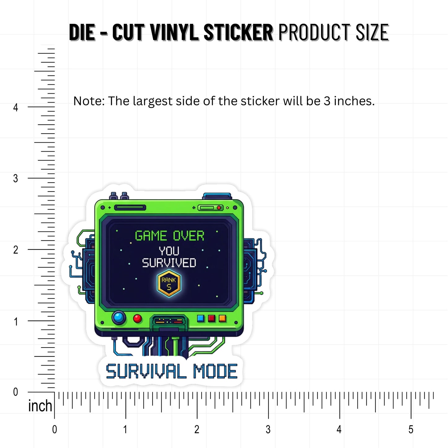 Mental Health Sticker - Survival Mode Rank S Retro Pixel Decal