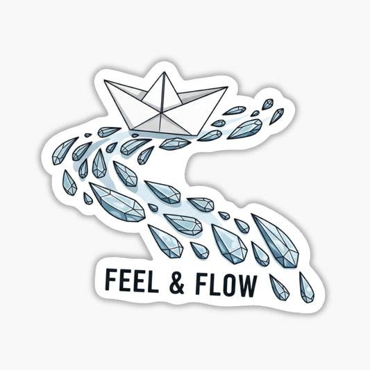 Mental Health Sticker - Feel & Flow Paper Boat Matte Vinyl
