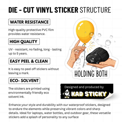 Holding Both Mental Health Sticker - Joy and Grief Balance Vinyl