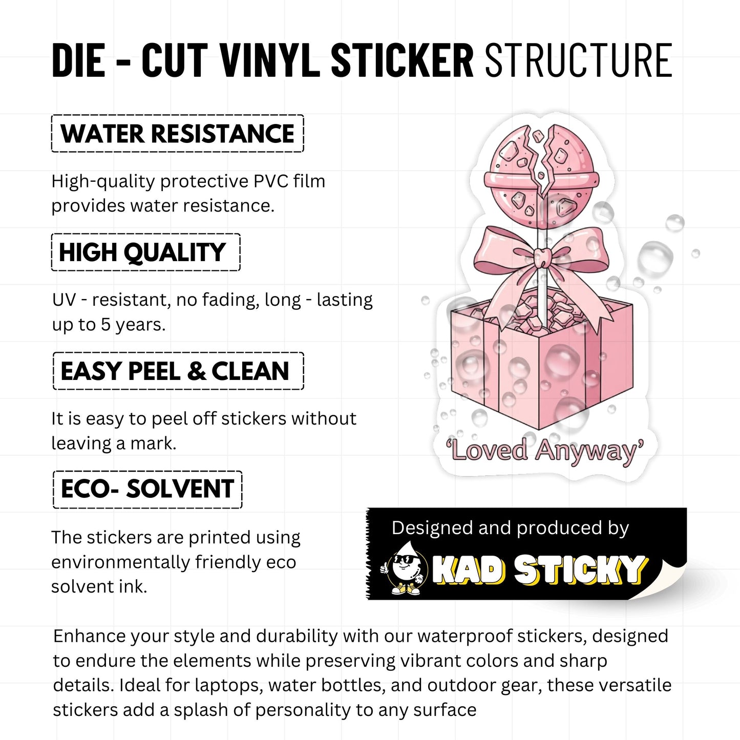 Loved Anyway Self-Love Reminder Sticker - Pastel Broken Lollipop