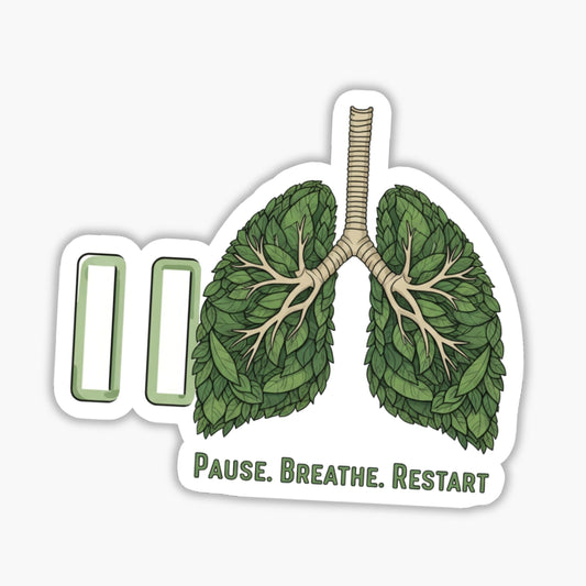 Mental Health Sticker - Pause Breathe Restart Retro Wellness Decal