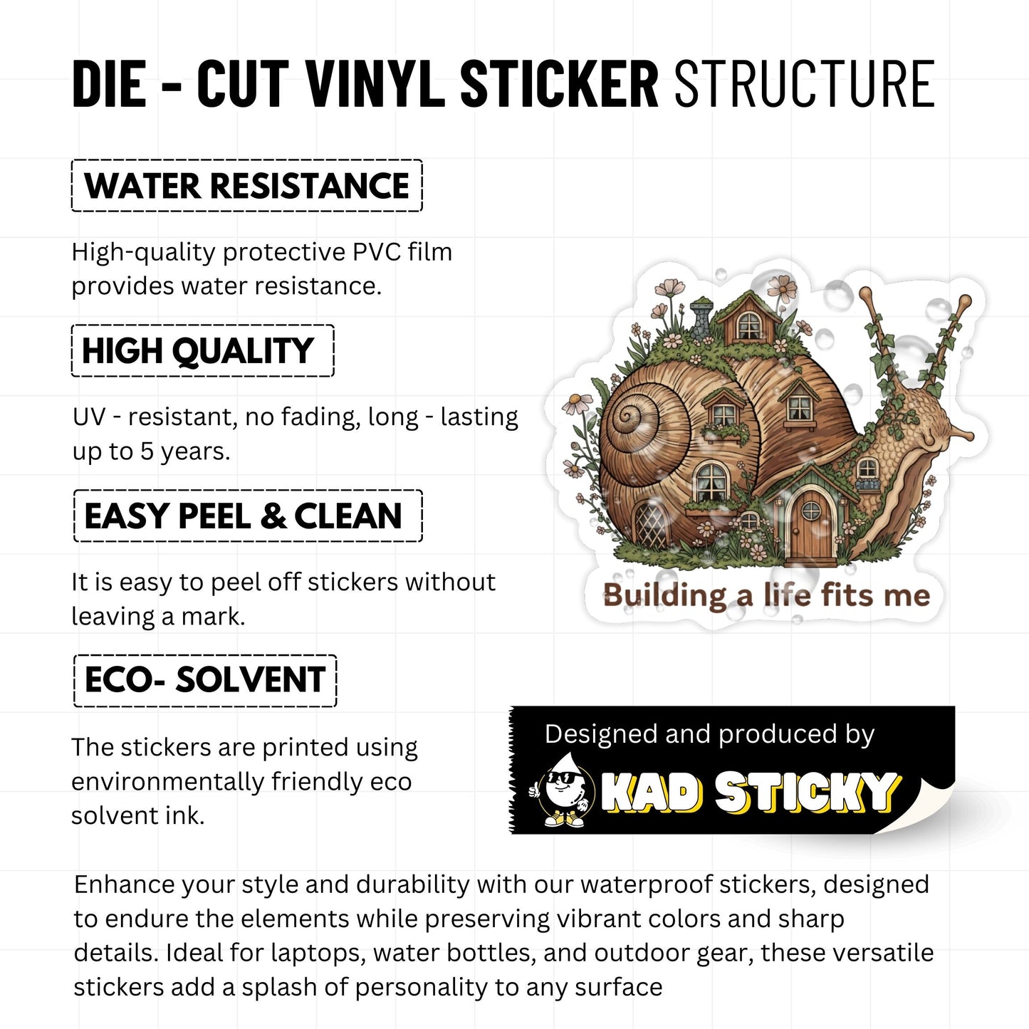 Self-Love Wellness Sticker - Custom Made Snail Cottagecore Decal