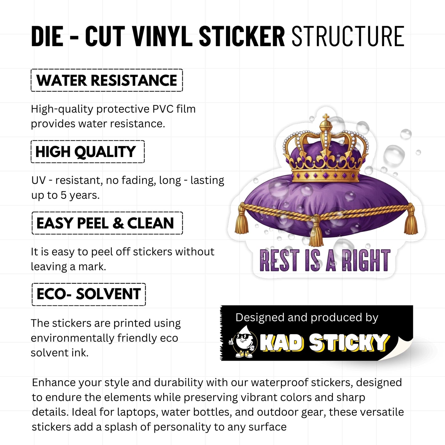 Rest is a Right Self Care Sticker Crown Design Vinyl Decal