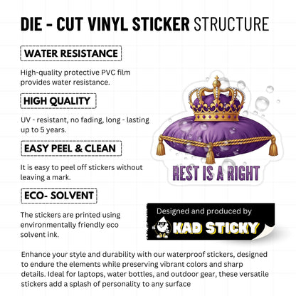 Rest is a Right Self Care Sticker Crown Design Vinyl Decal