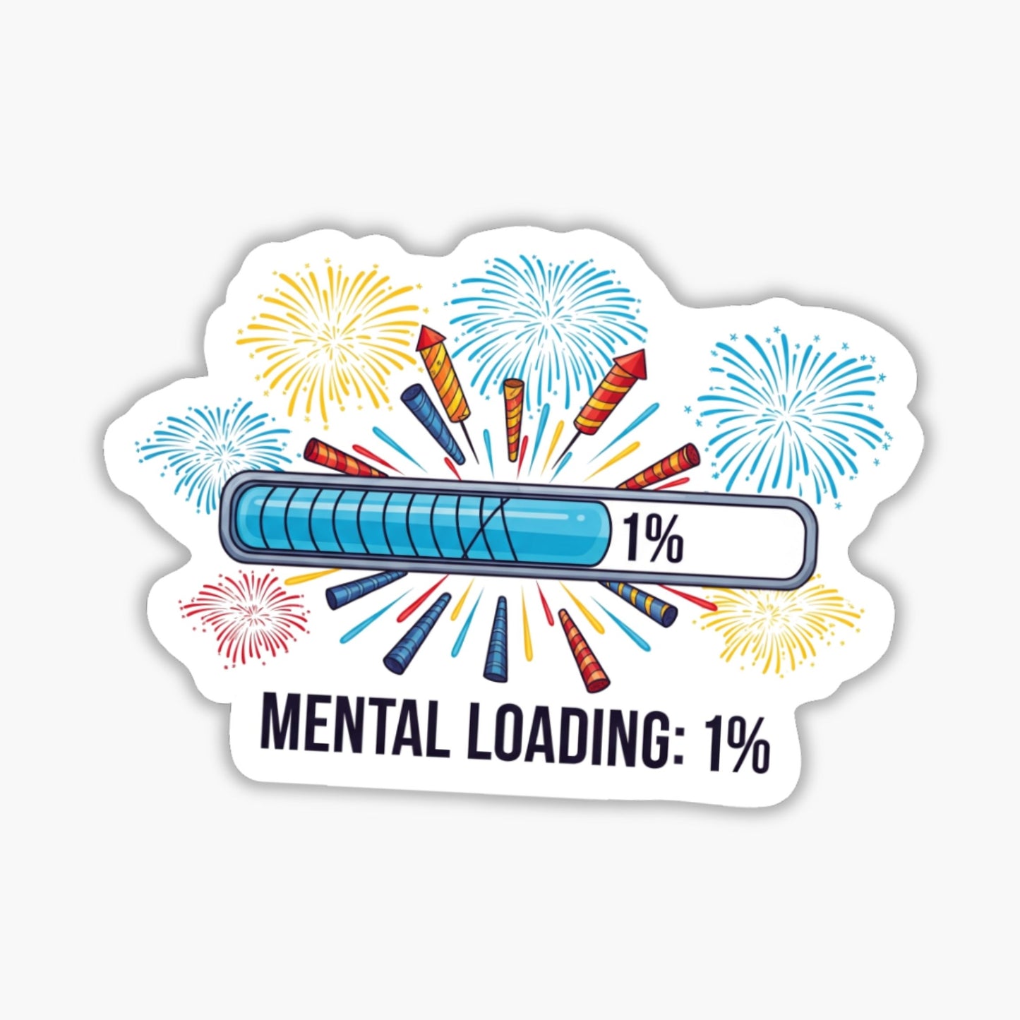Mental Loading 1% Funny ADHD Sticker - Neurodivergent Tech Decal