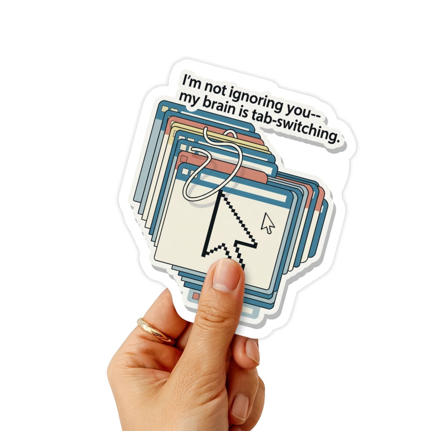 Neurodivergent Sticker - Tab Switching Brain Retro Vinyl Decal