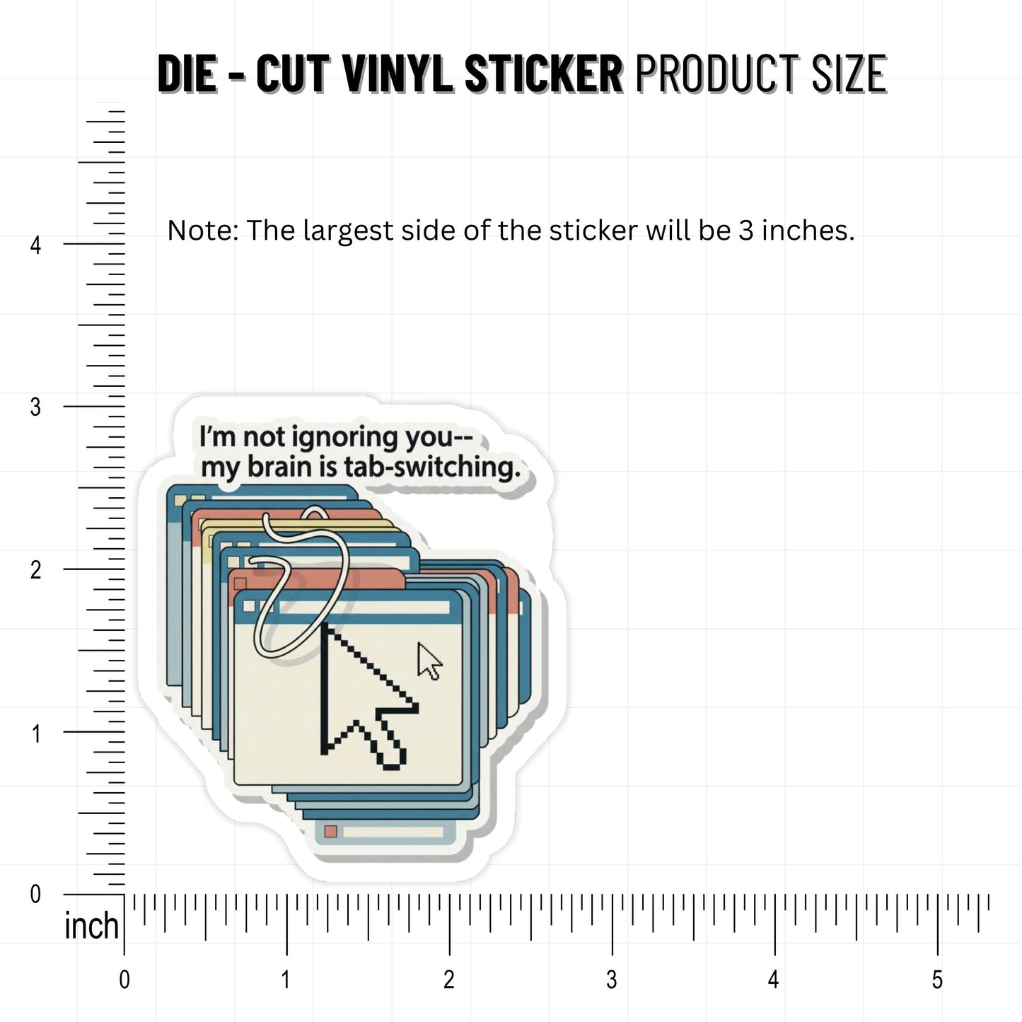 Neurodivergent Sticker - Tab Switching Brain Retro Vinyl Decal