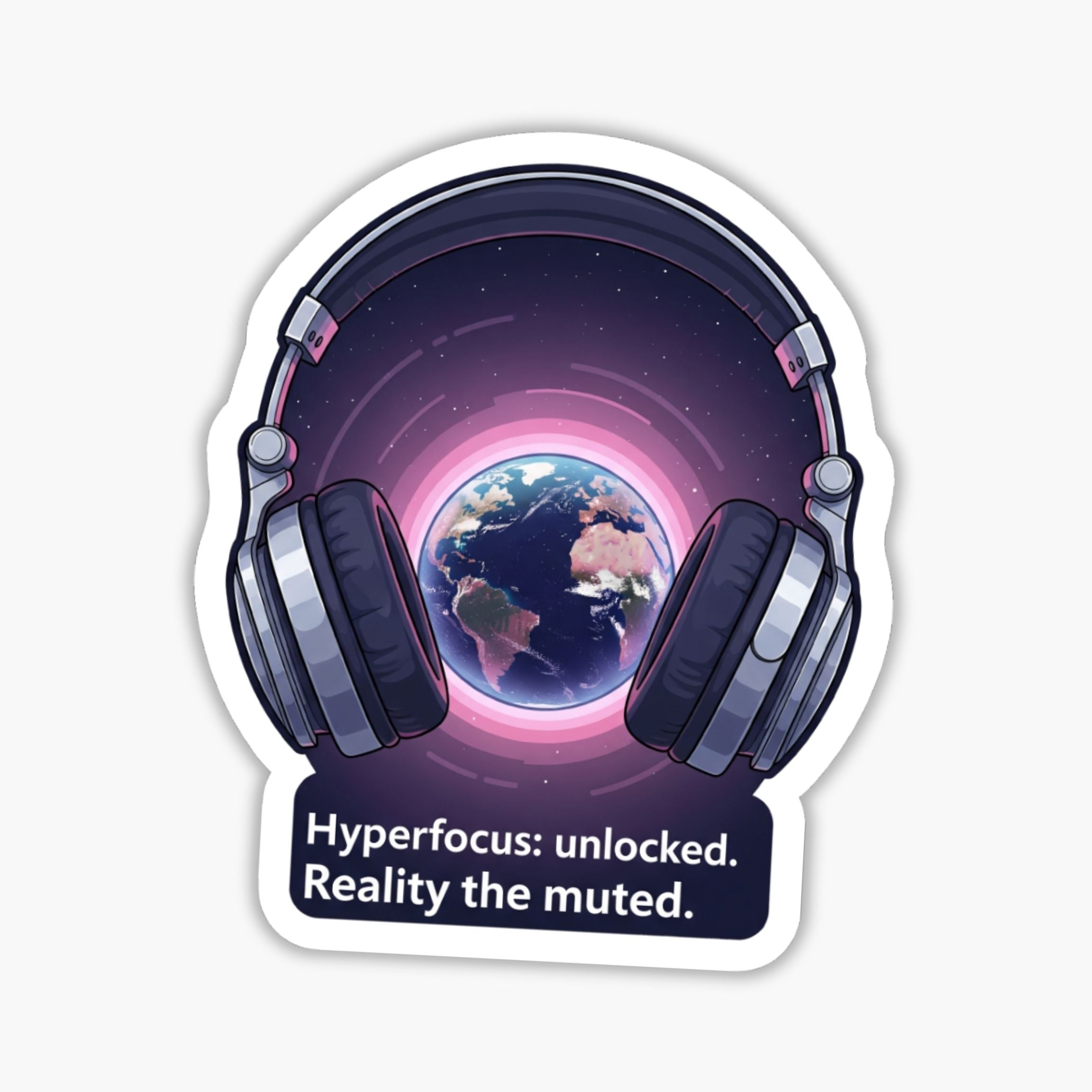 ADHD Hyperfocus Sticker - Reality Muted Decal - KAD STICKY – KAD Sticky ...