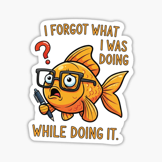 Neurodivergent Humor Sticker - Buffer Overflow Goldfish Vinyl Decal