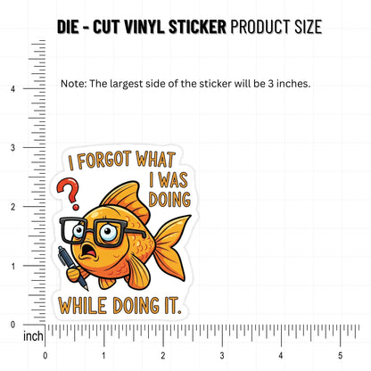 Neurodivergent Humor Sticker - Buffer Overflow Goldfish Vinyl Decal