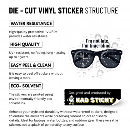 ADHD Time Blindness Sticker - Retro Sunglasses Vinyl Decal