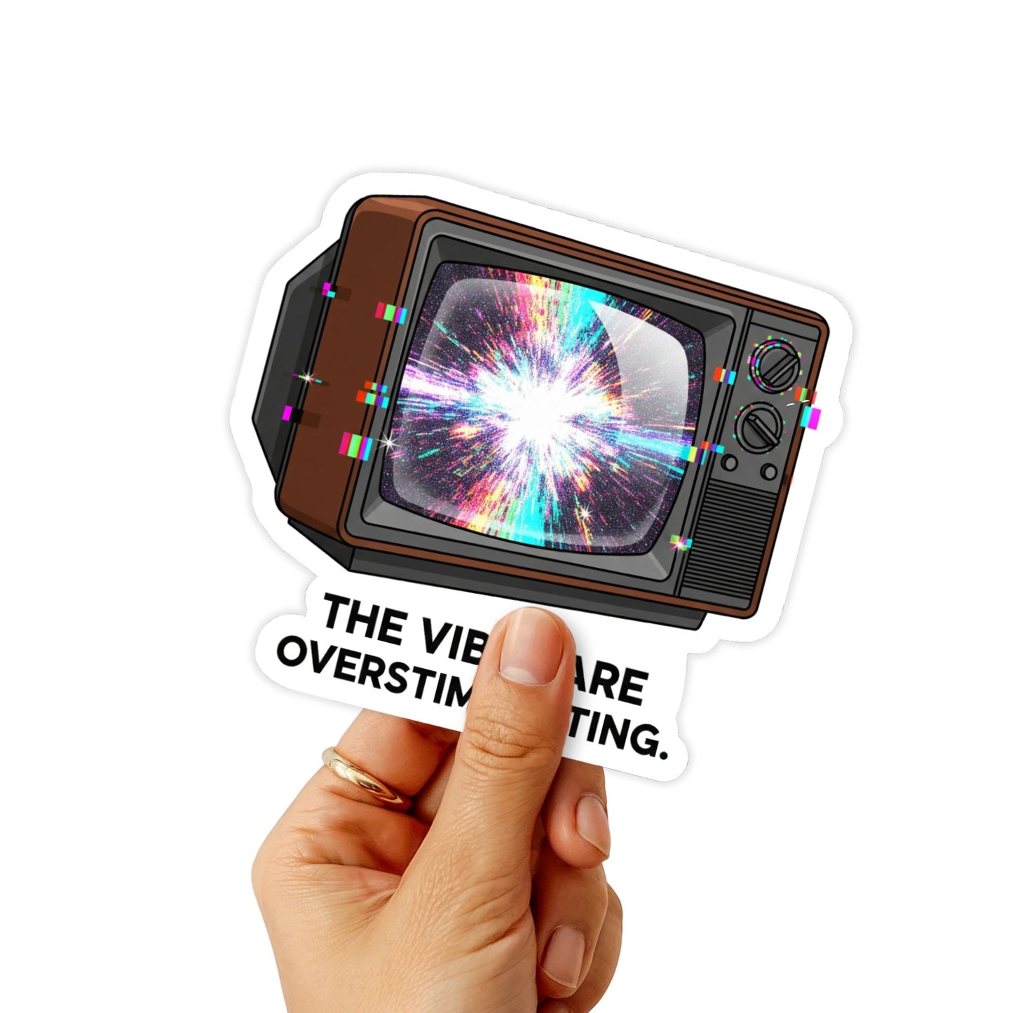 Sensory Overload Sticker - The Vibes are Overstimulating Retro TV